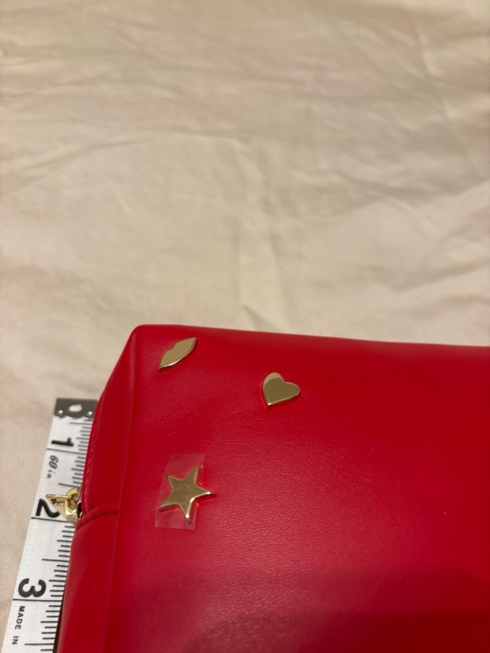 YSL Beauté Red Cosmetic Bag Gold Logo Makeup Pouch Travel Case - Picture 8 of 8
